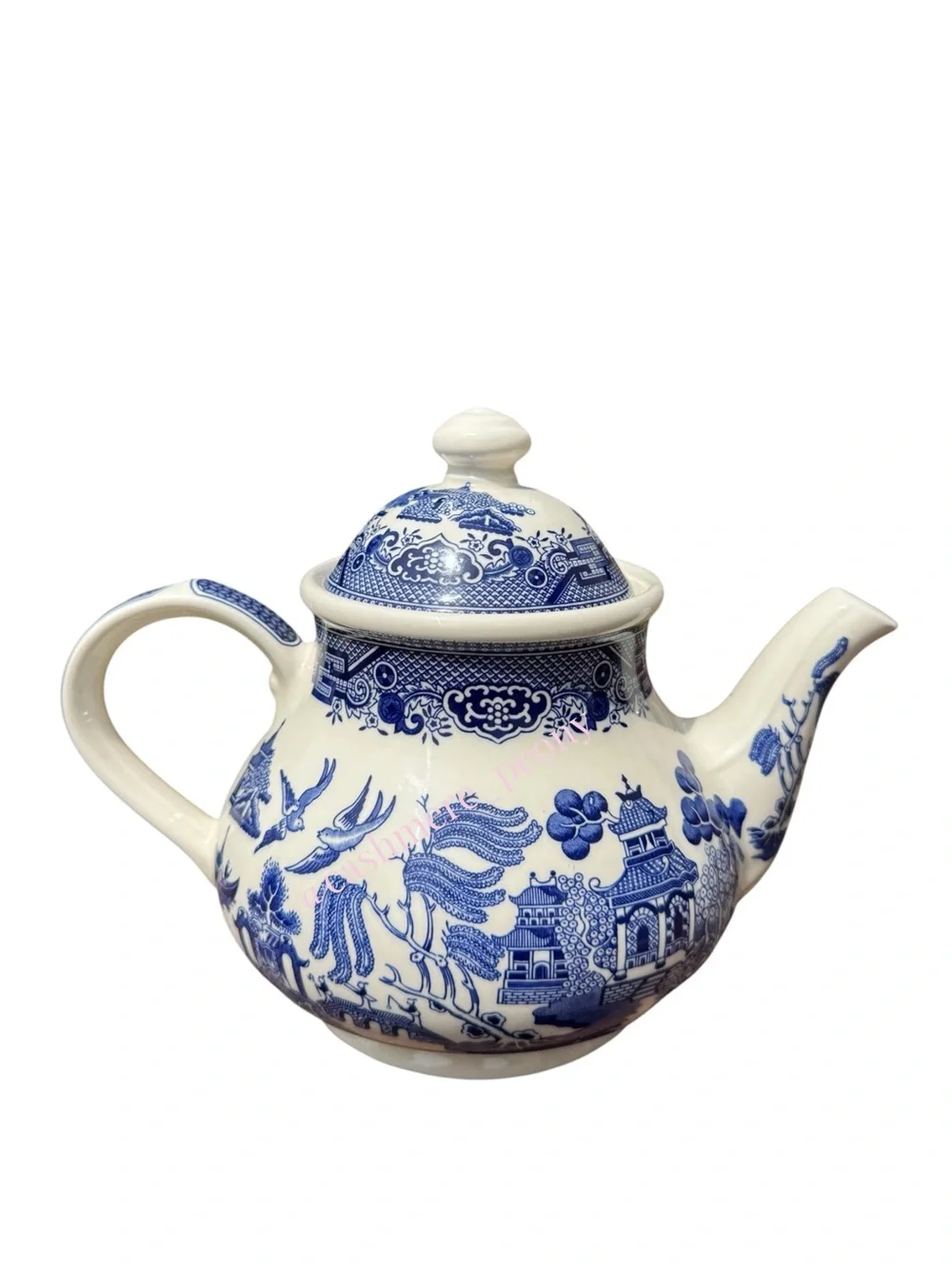 Churchill England Vintage Blue Willow Porcelain Teapot Collectible